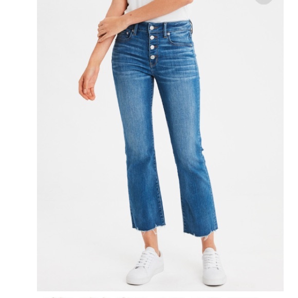 high rise crop flare jeans